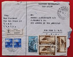 ITALIEN FLUGPOST ITALIA POSTA AEREA EXPRES NEW YORK USA 1950