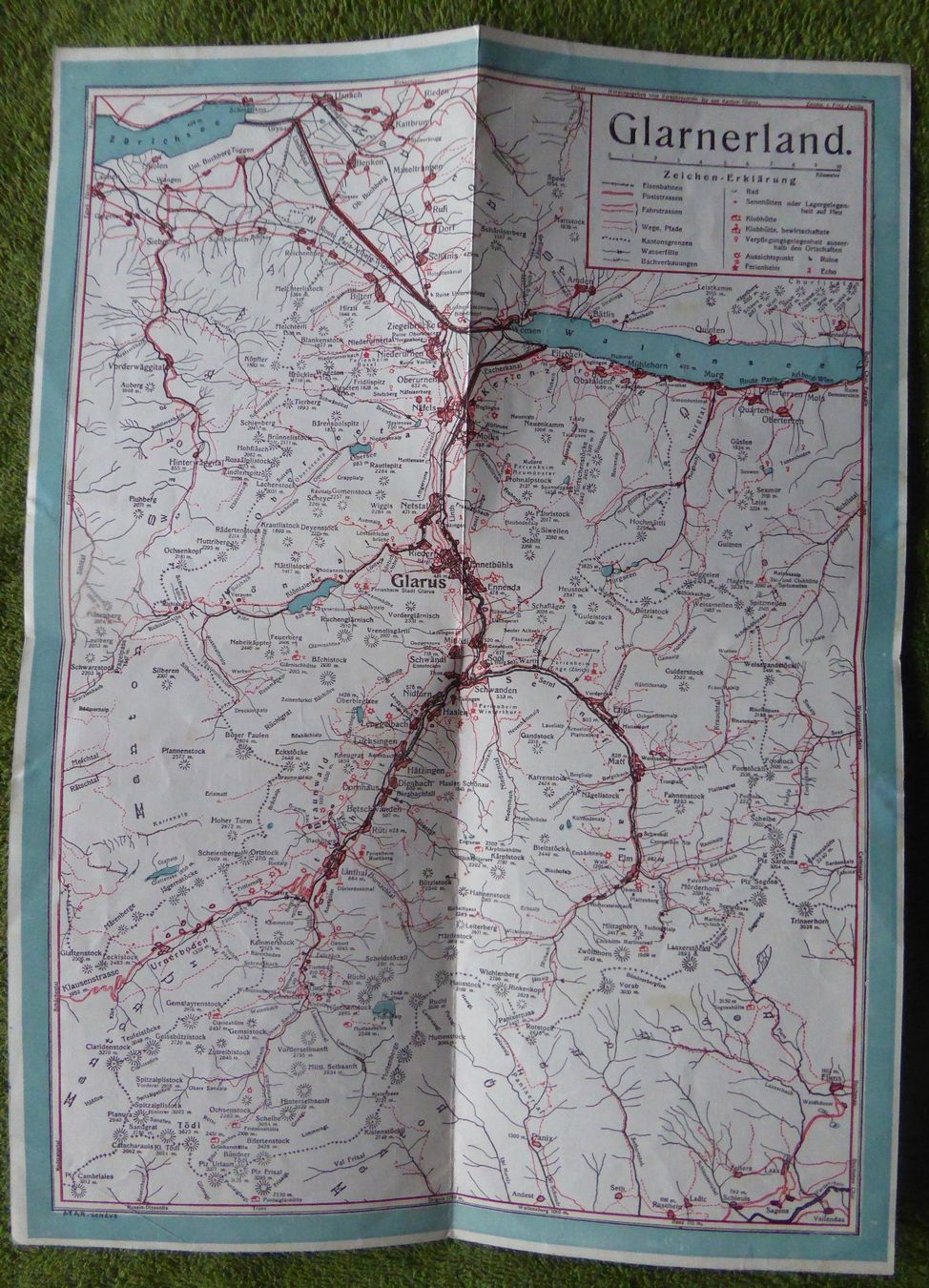 Cartine & Atlanti: Glarnerland. Exkursionskarte 1912 – Usato da Affoltern am Albis venduto da Cadorso 1
