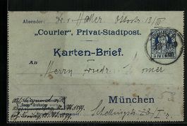München, Courier Privat-Stadtpost, Kart