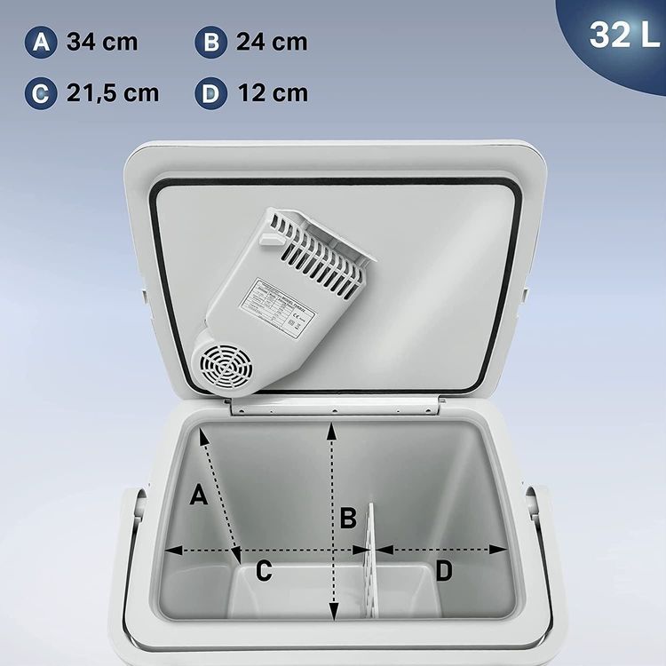 tillvex Kühlbox Kühlbox elektrisch 32L Mini-Kühlschrank, 230 V und 12 V für  KFZ Auto Camping