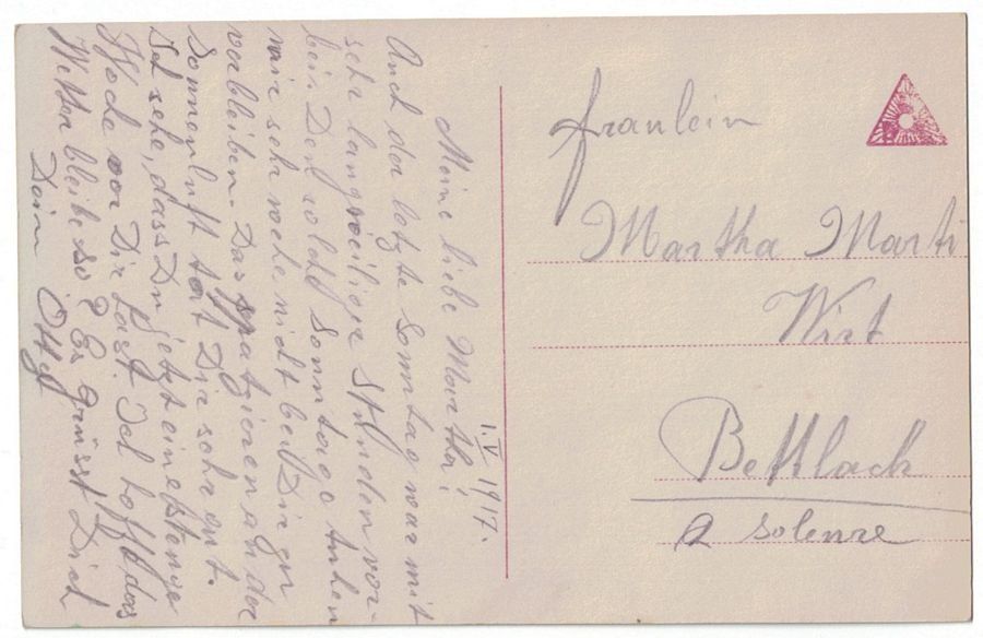 Cartoline postali: Romantik - Junge Dame befragt das Gänseblümchen: "Beaucoup" – Usato da Frauenfeld venduto da POML 1