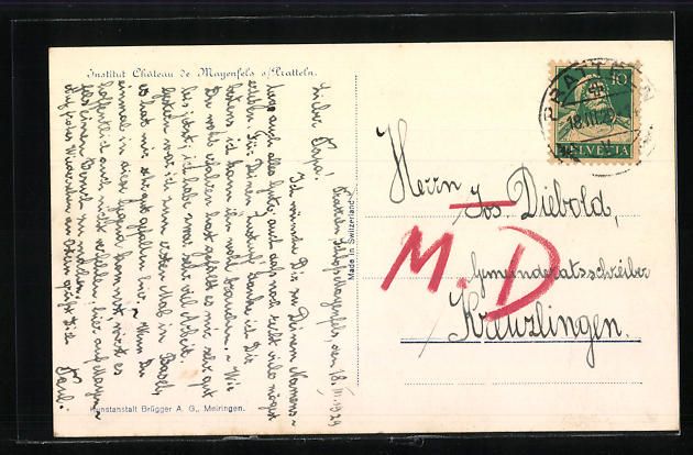 Cartoline postali: Pratteln, Institut Chateau de Mayenfels – Usato da Berlin venduto da bartko-reher 1
