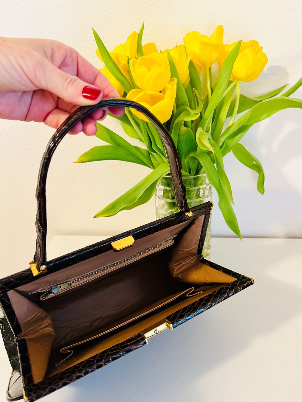 Taschen für Damen: Kroko Leder Handtasche - Top! – Gebraucht aus Rüschlikon von topswissvintage 4