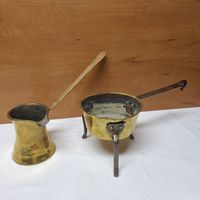 Versand möglich! Schöne alte Schmelzpfanne und Kaffeekanne