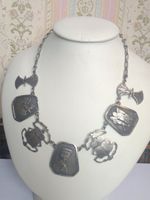 Ägyptische Silber Antike Halskette mit Pharao, Scarab Käfer