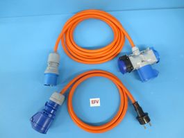 5m Gummi CEE16 + T23 + Schuko mit Adapterkabel Wohnmobil