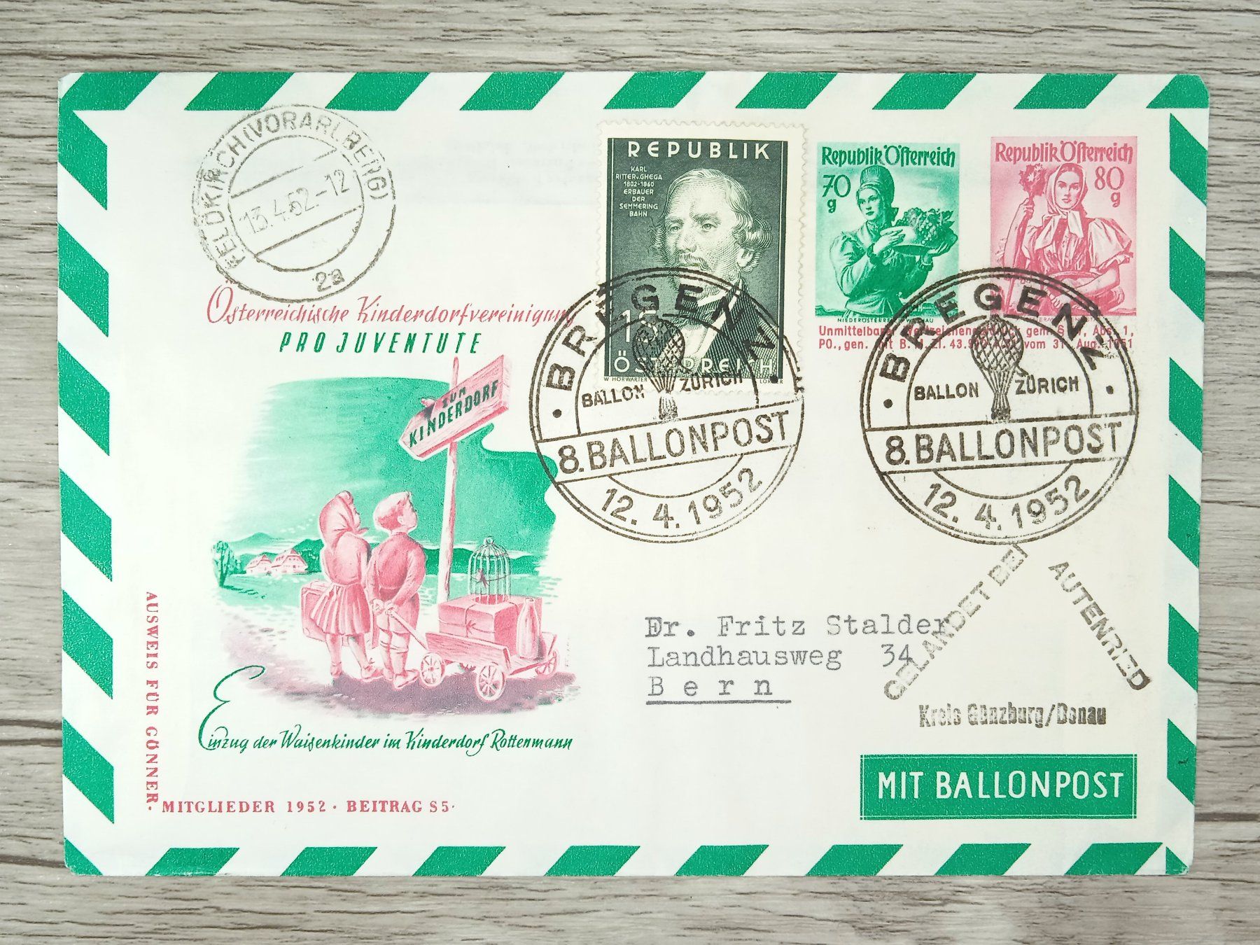 Tutti i francobolli: TR76 Enveloppe + Timbre Autriche 1952 Theme Ballon – Usato da Cousset venduto da Patrick_Collections