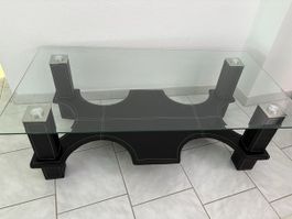 Couchtisch mit 6 Hockern schwarz Kunstleder gebraucht