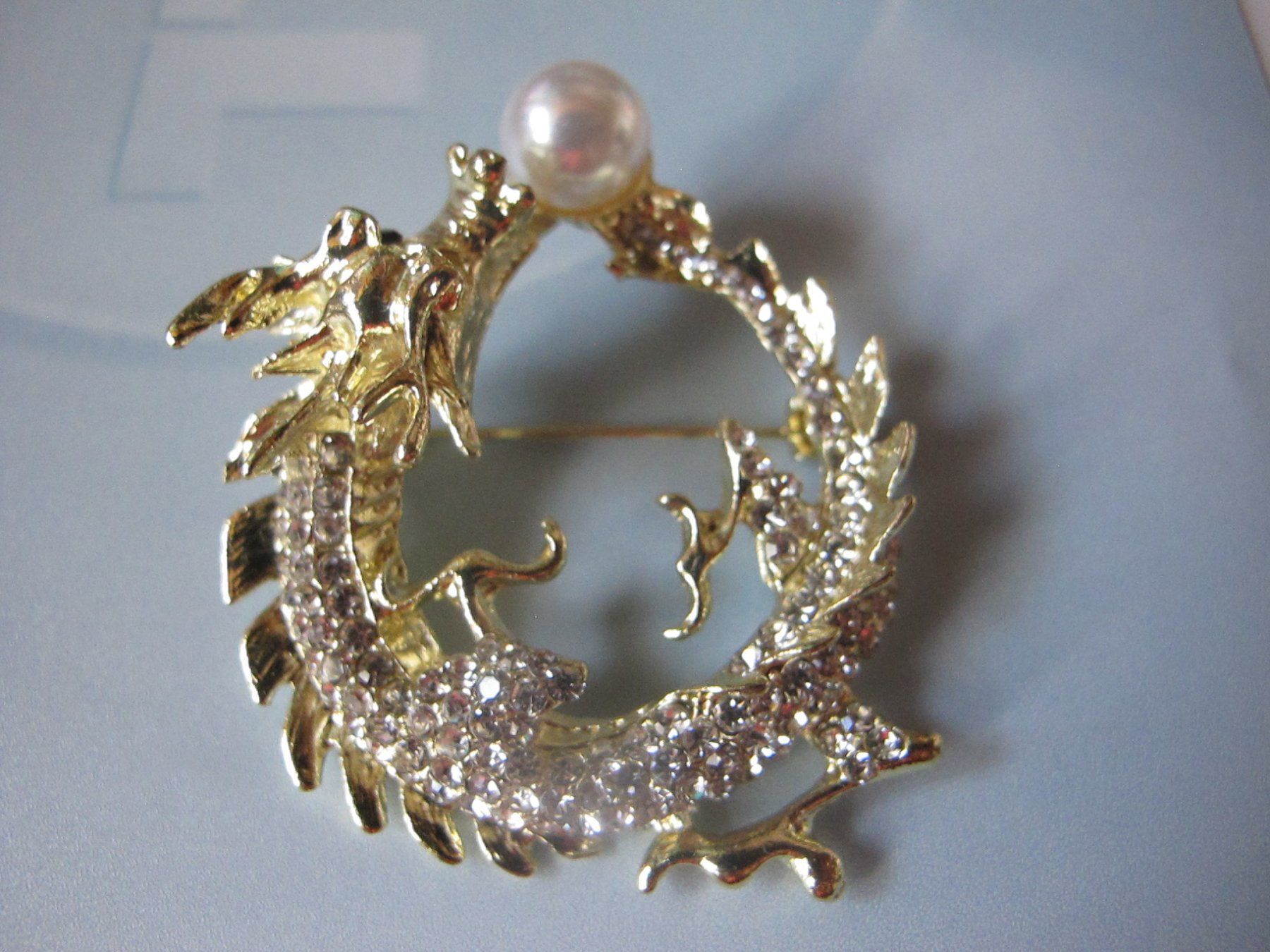 Broschen & Nadeln: Drache Brosche mit Perle, goldfarben, neu – Neu (gemäss Beschreibung) aus Löhningen von Chimae67 6