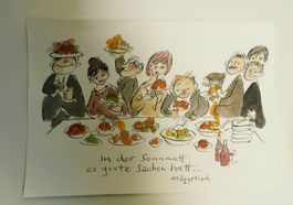 Neue Fundschätze Kunst Röbi Wyss original Aquarell Zeichnung