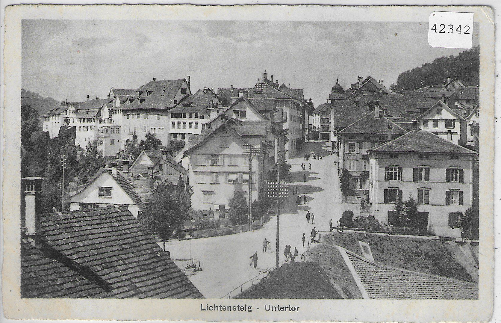 Cartoline postali: Lichtensteig - Untertor - animee belebt – Usato da Ettingen venduto da Kartenplanet