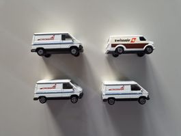 Modellautos 4er Set Swissair & Crossair Lieferwagen