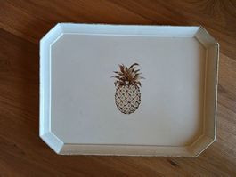 Holz Serviertablar Tablett mit Ananas bemalt 50x37x3 cm