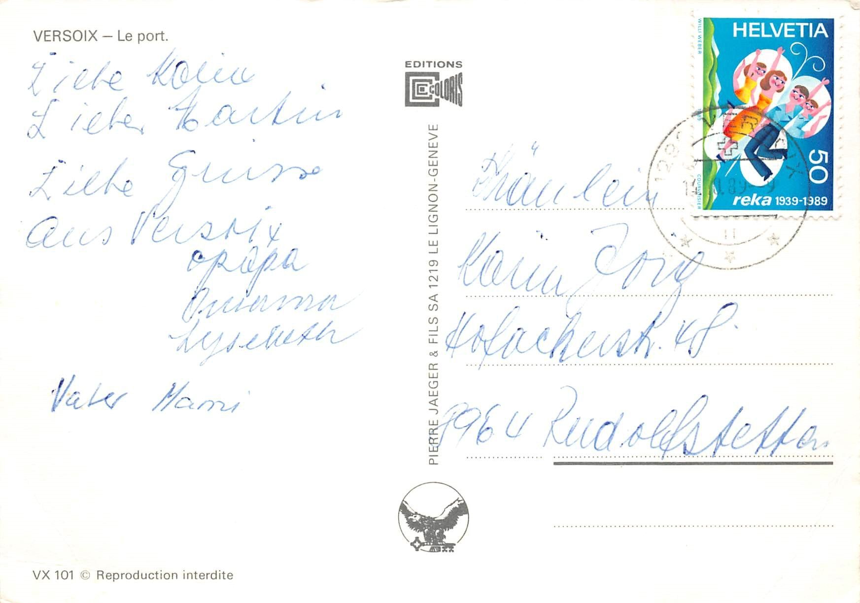 Cartoline postali: Versoix, Le Port – Usato da Ottikon b.Kemptth. venduto da Neptun1974 1