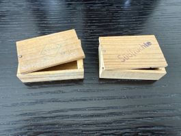 2 Miniatur Holzkisten für Krämerladen Kaufladen 