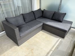 Graue Gartenlounge aus Rattan (künstlich) grau