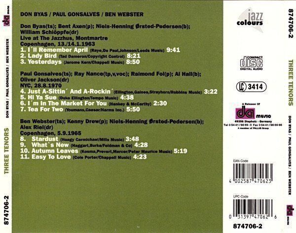 CD: Don Byas, Paul Gonsalves, Ben Webster – Usato da Engelberg venduto da foyastro 1