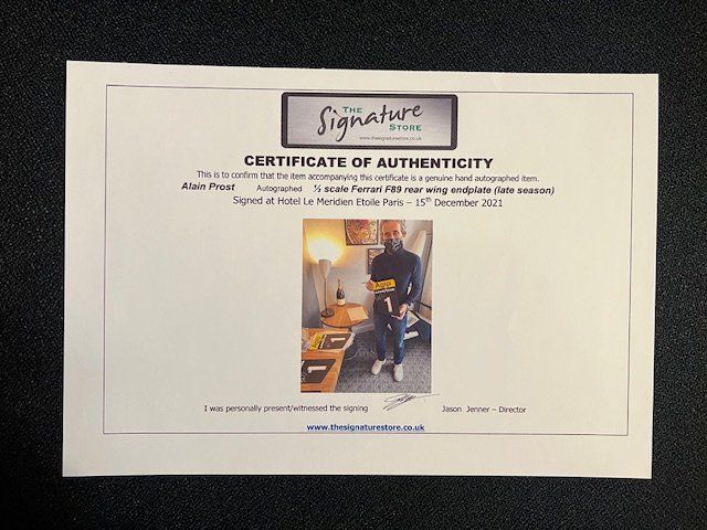 Autogramme: Alain Prost signed 1/2 scale 1990 rear wing endplate + COA – Neu (gemäss Beschreibung) aus S. Pietro von SORETOLO 3