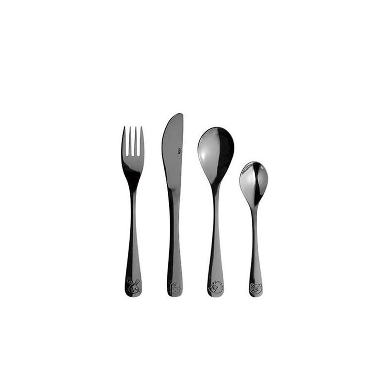 Set di posate: Kinderbesteck schwarz, Set 4-tlg. – Nuovo e nell'imballaggio originale da Wettingen venduto da kochshop 2