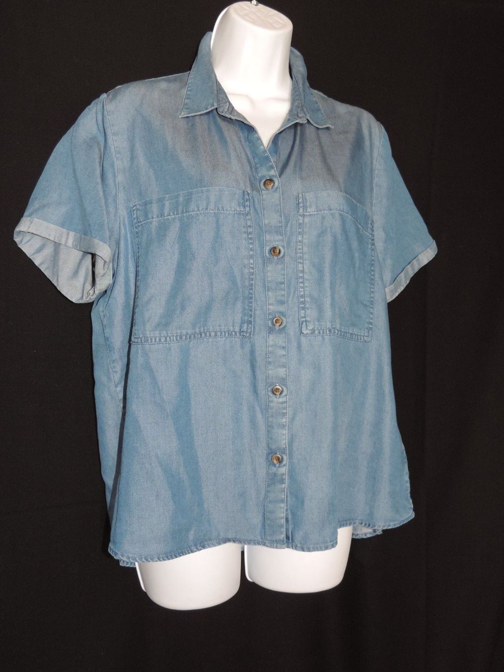 Blusen: blouse manche courte jeans bleu foncé – Gebraucht aus Genève von Axelle333 5