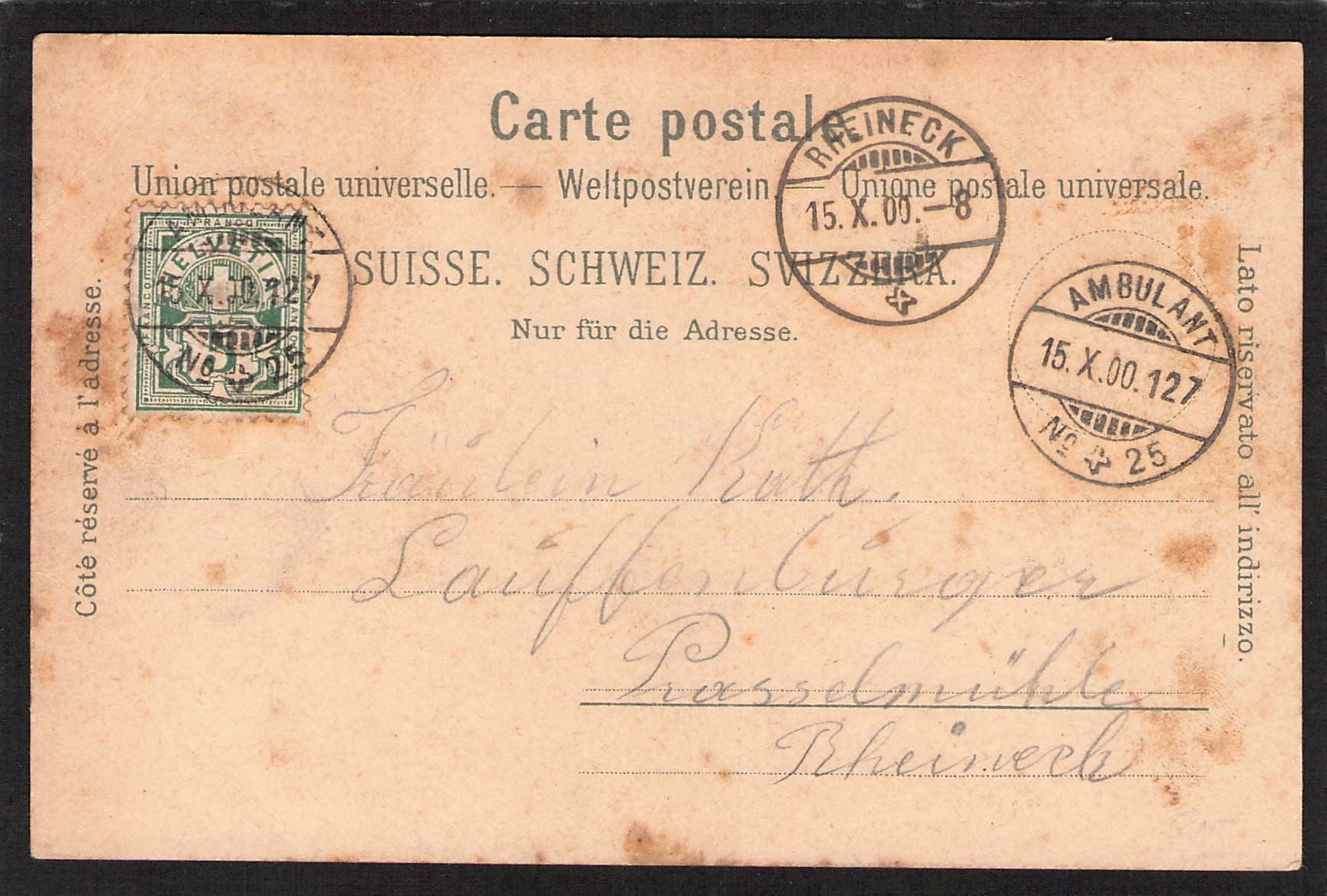 Cartoline postali: Rorschach , der Hafen im Mondschein , gel. 1900 – Usato da Reichenburg venduto da Pipo-67 1