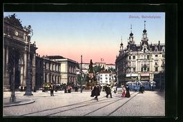 Zürich, Bahnhofplatz mit Strassenbahn