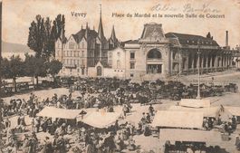 Vevey place du marche et la nouvelle salle de concert anime