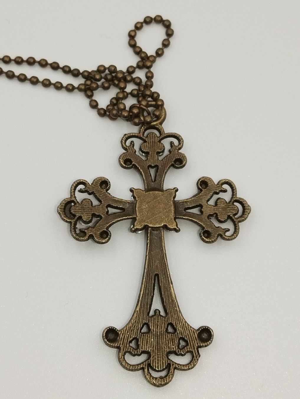 Catenine: Modeschmuck Kreuz Anhängerkette bronzefarbig – Nuovo (secondo la descrizione) da Luzern venduto da -gwunderchischtli- 2
