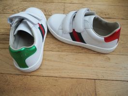 Kinder Sneaker Gucci Leder Weiss Klettverschluss Grösse 25
