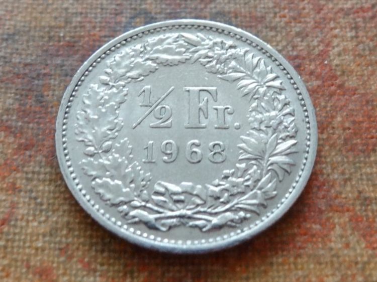 Alle Münzen: 1/2 Fr. 1968  Sans/Ohne  "B" – Gebraucht aus Romanel-sur-Lausanne von Swift13