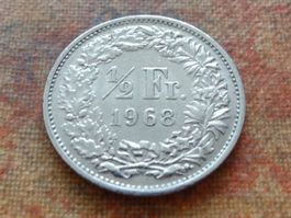 1/2 Fr. 1968  Sans/Ohne  "B"