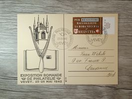 TR48 Carte Postale + Timbre Suisse 1942