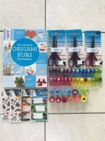 Bastelset mit Origami Buch, Scheeren, Kleberli und Stempel