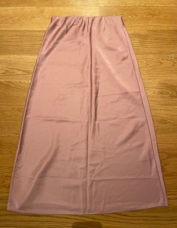 Sommerlicher Satin-Rock lang, Gr.S altrosa
