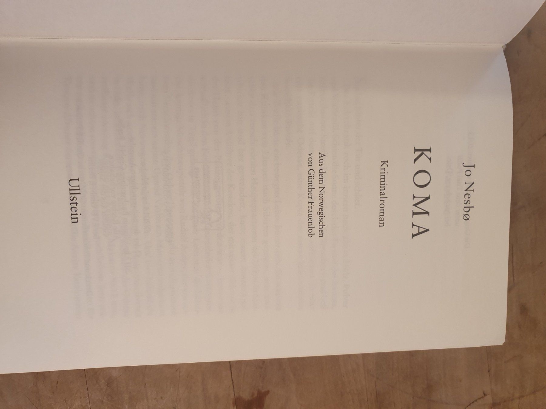 Libri: Koma Jo Nesbo Ullstein – Usato da Zürich venduto da loosebone 1
