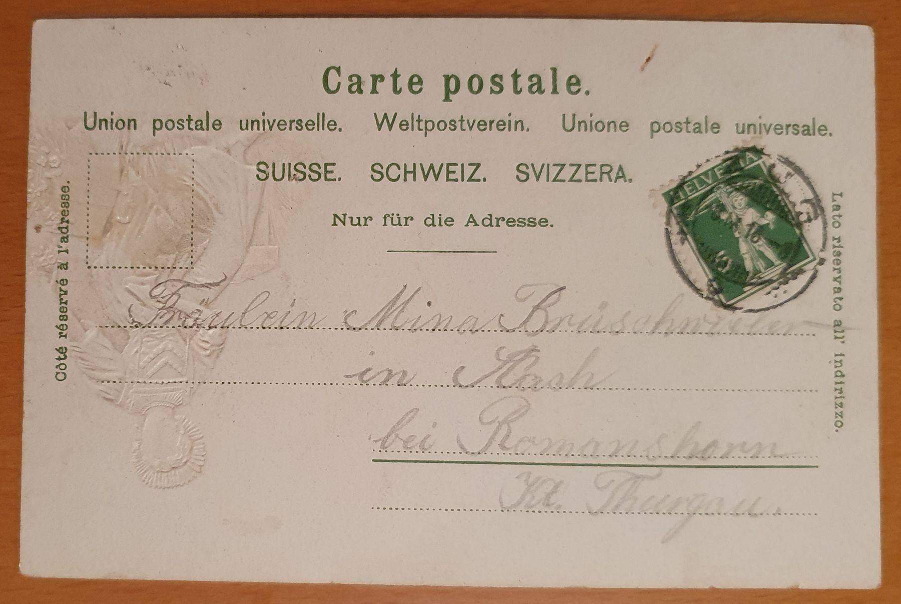 Cartoline postali: Prägekarte - Zug 1916 – Usato da Kreuzlingen venduto da Rschweiz1 1