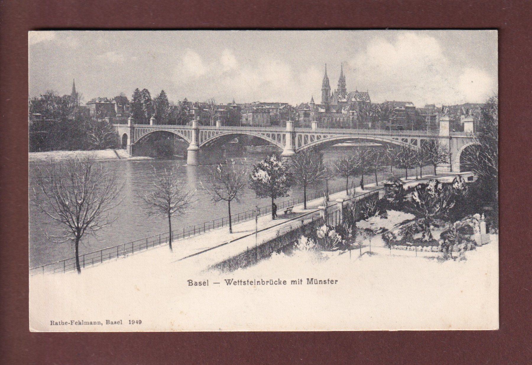 Cartoline postali: BASEL - Wettsteinbrücke - Münster – Usato da Pully venduto da nicecards