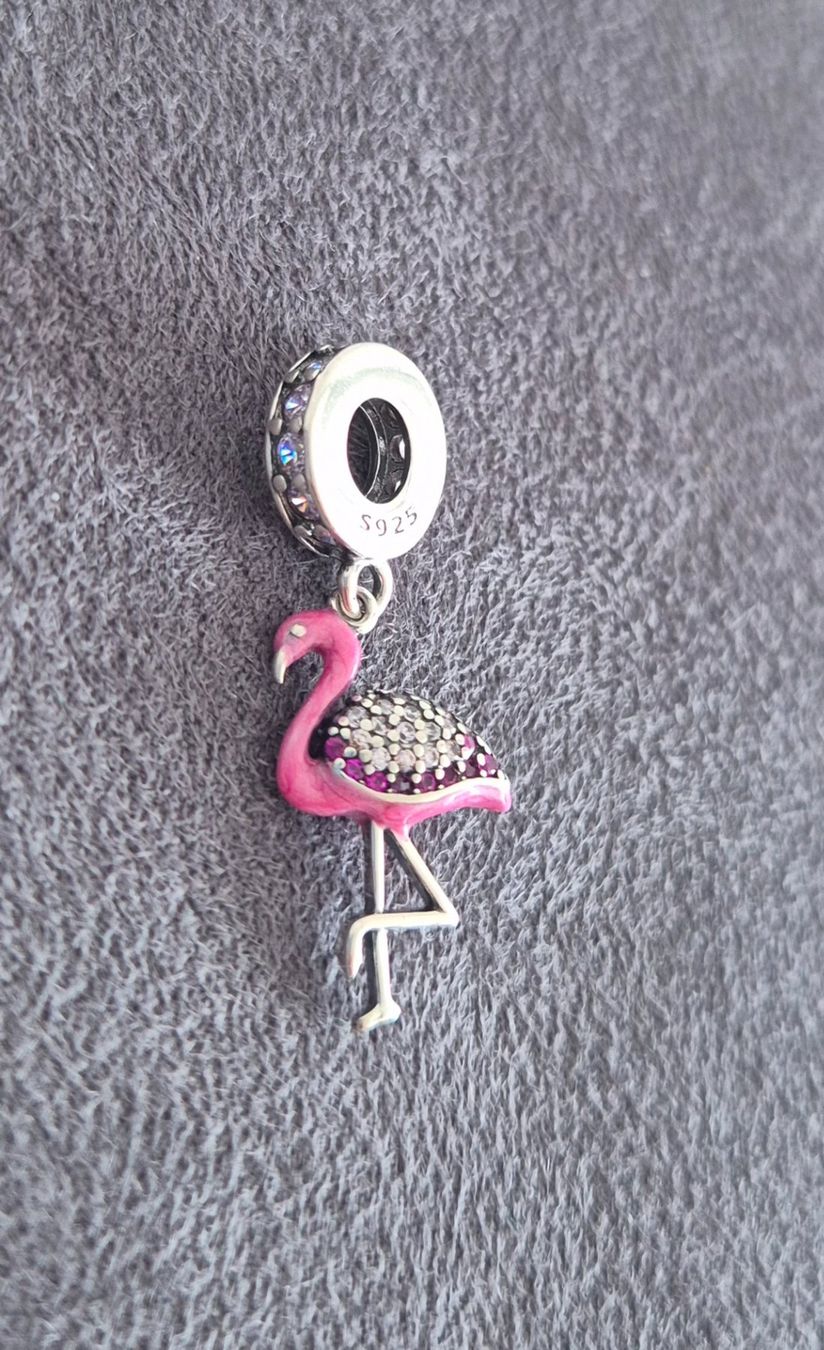 Anhänger: Silber Charm Flamingo rosa +Garantie – Neu (gemäss Beschreibung) aus Rotkreuz von Carbone_Bijou-Shop 1