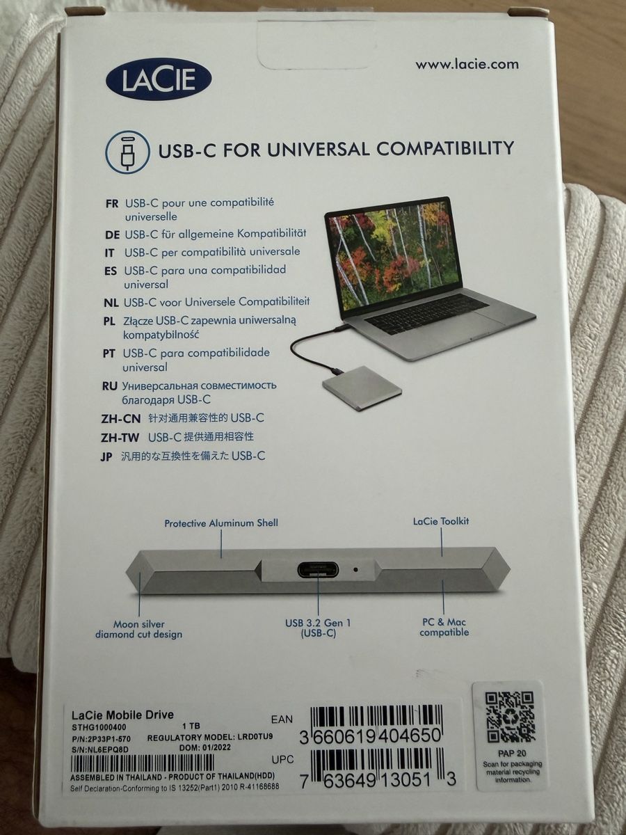 Lacie Dischi rigidi: Externe Festplatte USB-C 1TB Neu – Nuovo e nell'imballaggio originale da Rudolfstetten venduto da DaveHM98 1