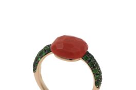 POMELLATO Capri Ring Koralle & Tsavorite 18K Gr. 53 *S4550