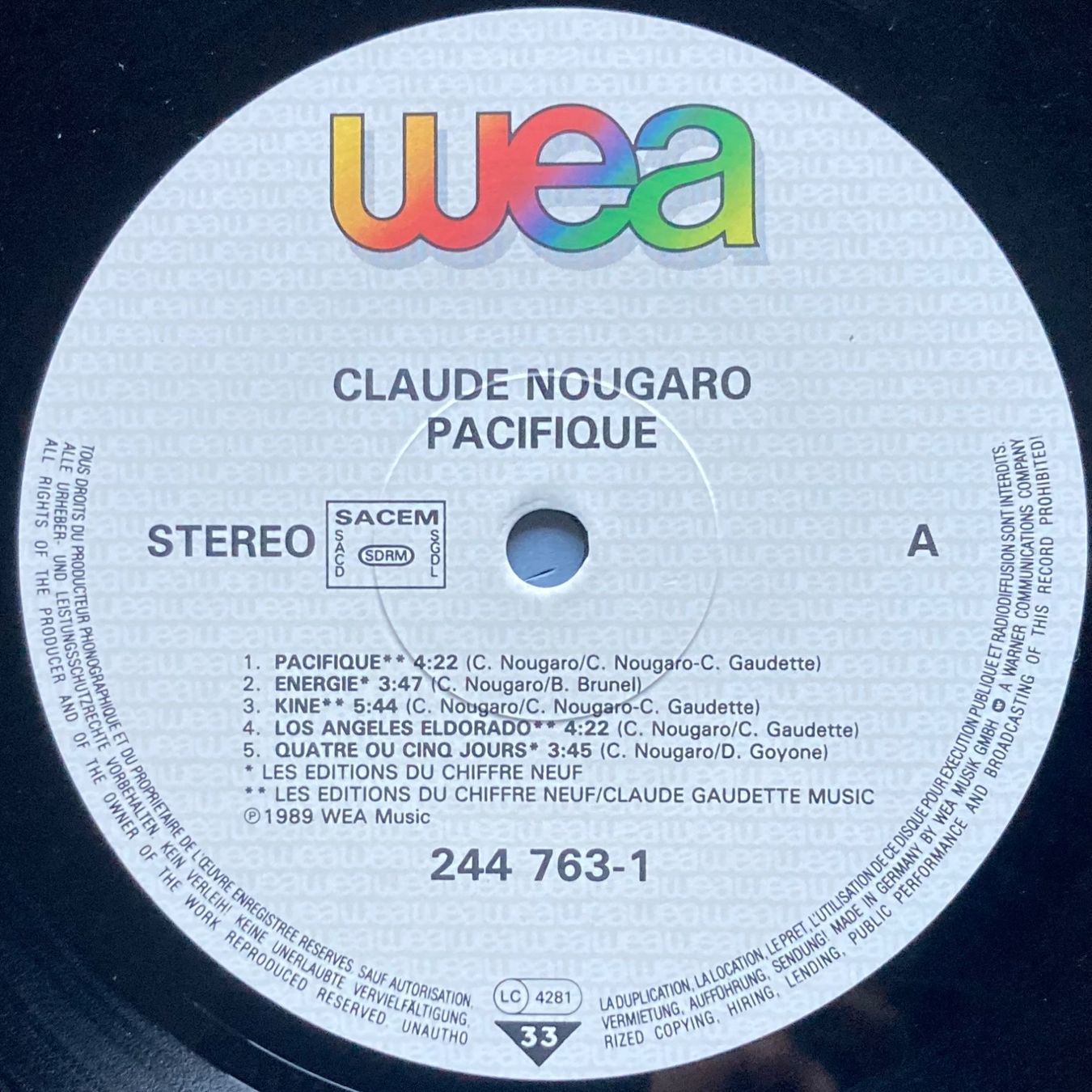 Schallplatten: CLAUDE NOUGARO - PACIFIQUE – Gebraucht aus Poliez-Pittet von Newtown-Records 2