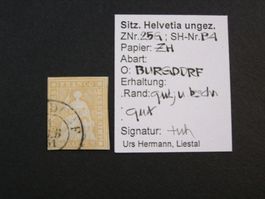 1857/62, SITZ. HELVETIA 20 Rp BURGDORF, MIT BEFUND HERMANN