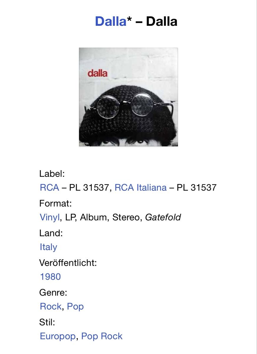 Schallplatten: Lucio Dalla. 🇮🇹. 1980. dalla – Gebraucht aus Faulensee von Mizuno06 6