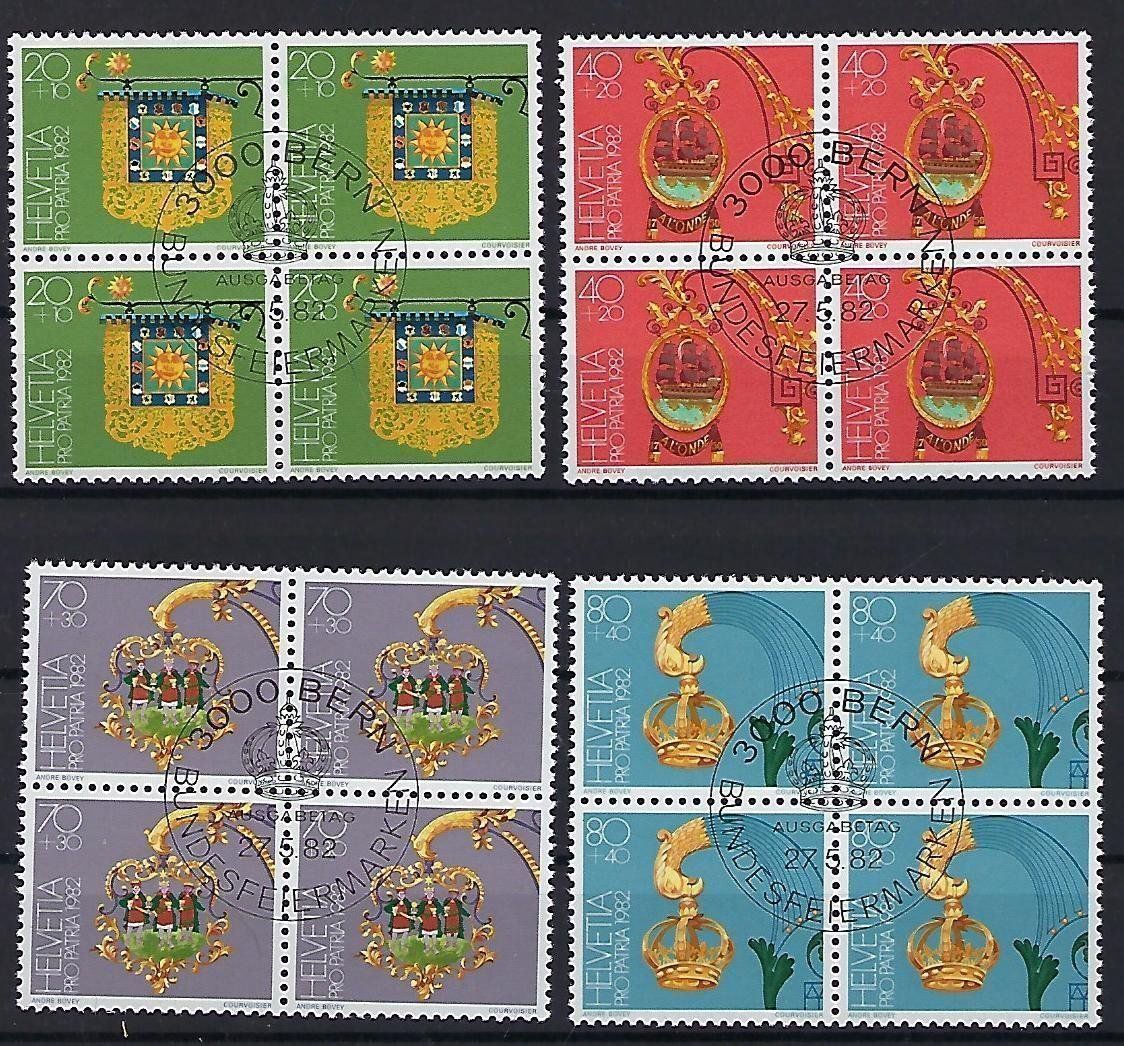 Tutti i francobolli: 1982 Schweiz Pro Patria Viererblock ET.  9502 – Usato da Lunden venduto da Animus999