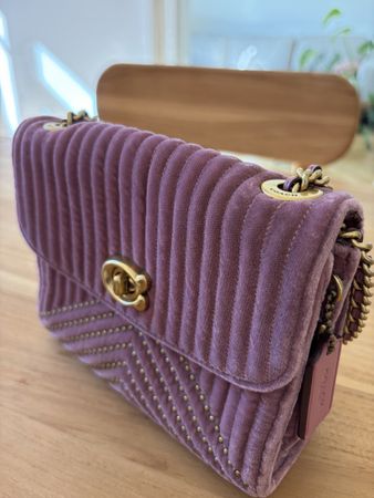 Handtasche Coach lila Samt mit Nieten guter Zustand