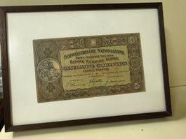 Banknote 5 Franken Serie 18C 1936 Zustand gebraucht