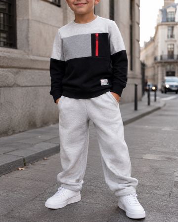 SWEAT-SHIRT ENFANT GRIS ET NOIR