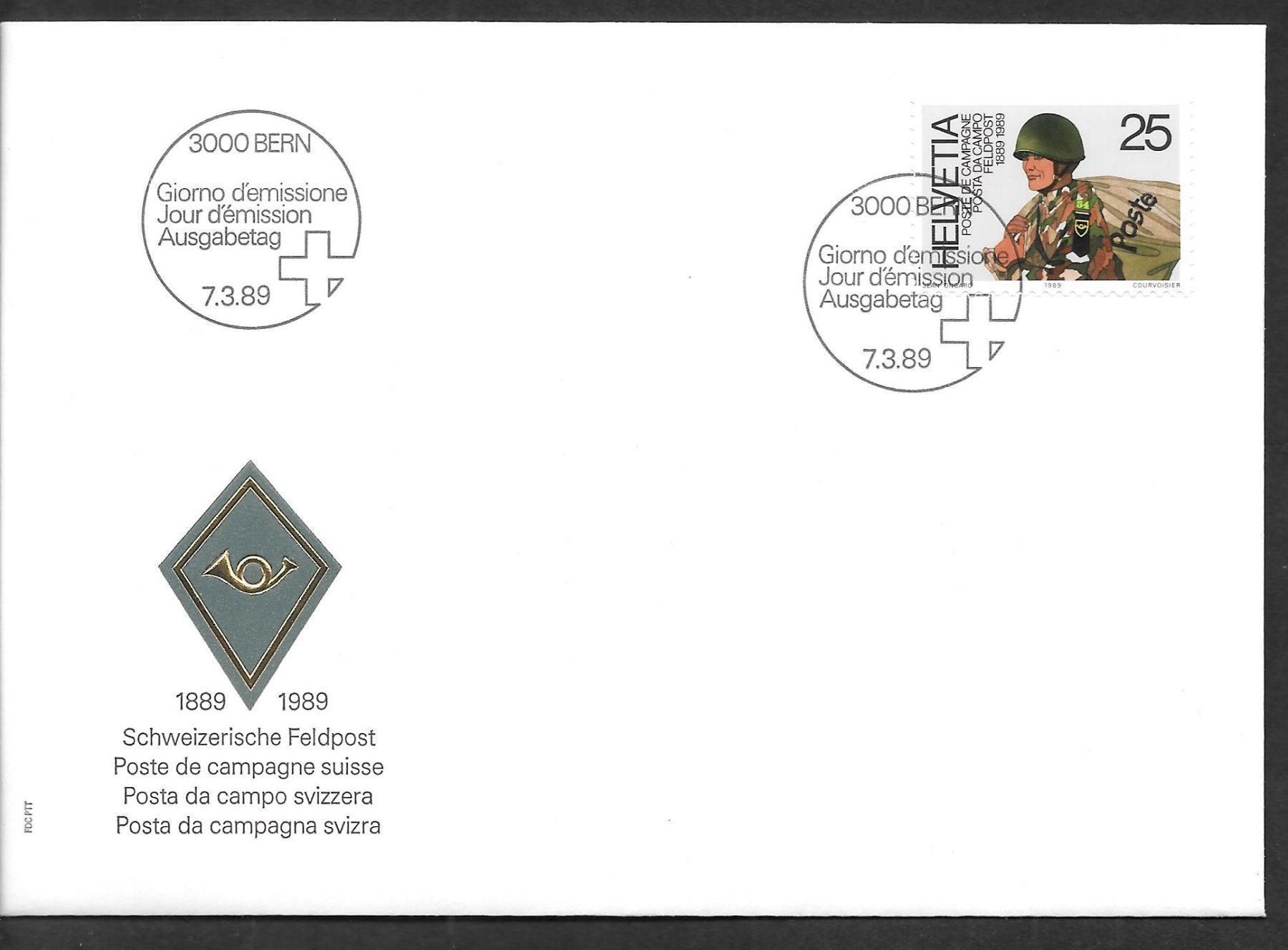 Alle Briefmarken: FDC 770 100 Jahre Feldpost ET 7.3.1989 – Neu (gemäss Beschreibung) aus Olten von clotaldi