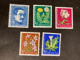 Schweiz 1960 Satz Pro Juventute Blumen postfrisch