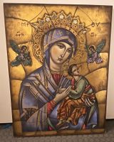 Madonna mit Kind 62x82 Email auf Metall/Holz _ signiert